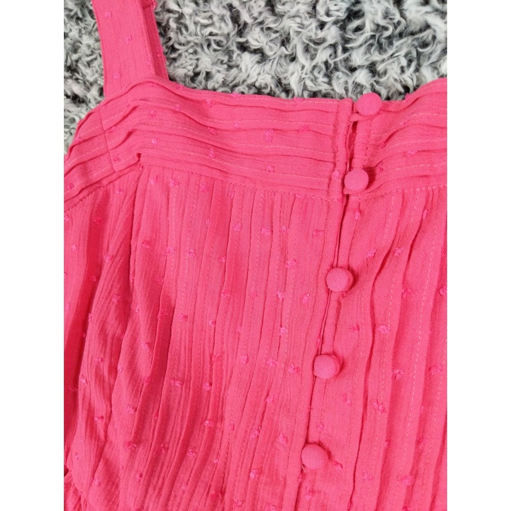 Torrid Womens Cottagecore Tiered Tank Top 1X Pink Swiss Dot Crinkle Gauze NEW - Picture 5 of 8
